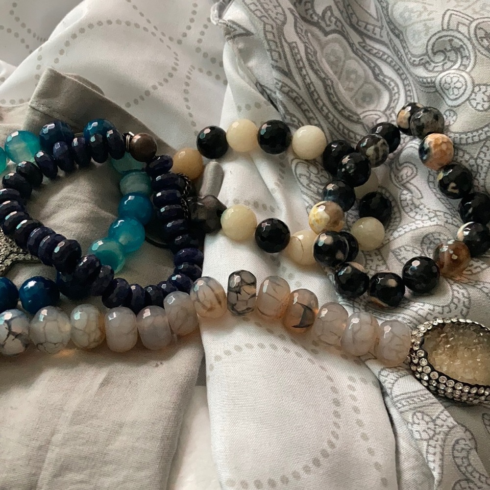 5 beaded bracelets one needs to be fixed